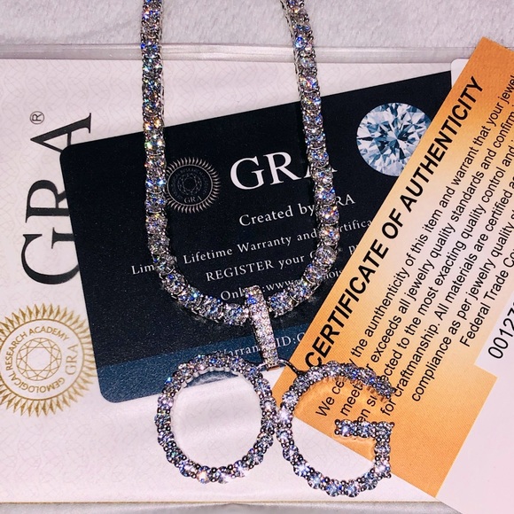 GRA certified VVS D clarity moissanite diamond tennis chain, pass diamond test - Picture 1 of 7